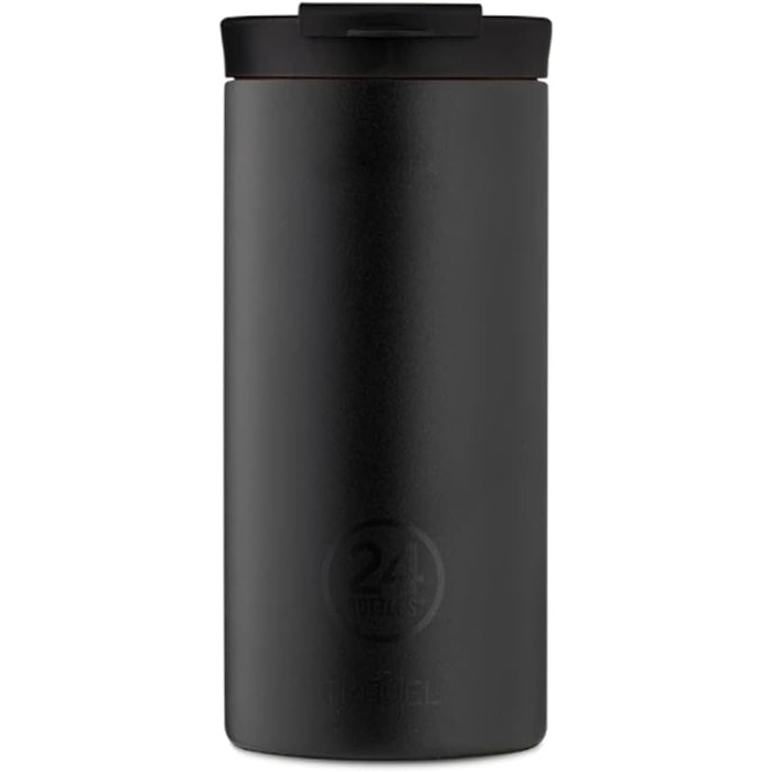 Термокружка 24BOTTLES Travel Tumbler 600 мл, термос для кави і чаю, сталева екологічна пляшка, 6 годин гаряче/24 години холодне, герметична кришка, чорна