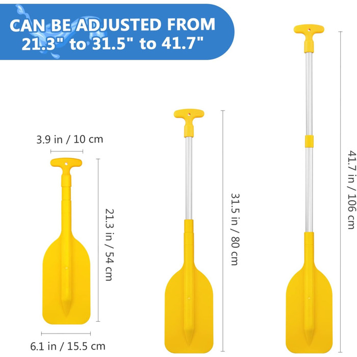 Набір телескопічних весел для байдарок алюмінієвих (жовтий)