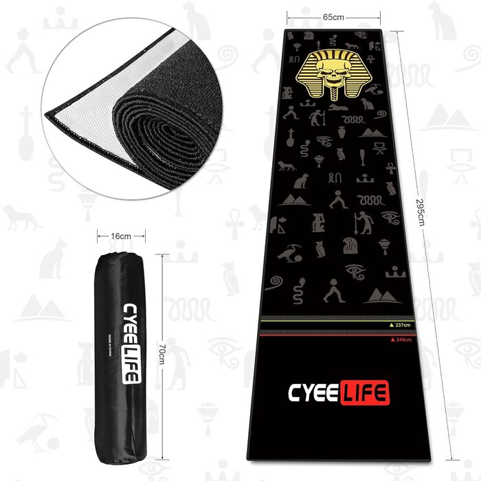 Килим CyeeLife Dart з сумкою, 65x295см, для сталевих і м'яких дротиків