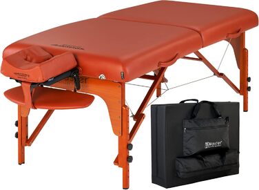 Складаний масажний стіл Master Massage Santana Pro 79 см, пам’ятна піна, реїкі-панелі, для тату і спа, бордовий