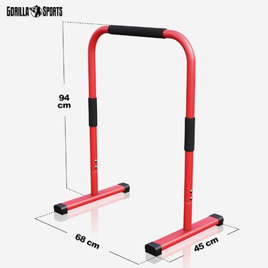 Набір Dip Bar GORILLA SPORTS, 68x45x94 см, до 200 кг, сталь, не ковзає