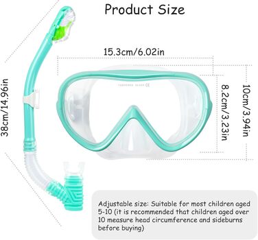 Набір трубки Kids, Окуляри для дайвінгу Kids Anti-Fog and Dry Snorkel - Маска для дайвінгу проти протікання Суха трубка Набір для підводного плавання для хлопчиків дівчаток 4-14 F Aqua Set