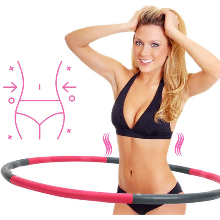 Обруч для схуднення Hula Hoop Adult Hullahub вагою 1,8 кг з дизайном хвилі для вдосконаленого домашнього фітнес-обладнання з 6 предметів і 100 см Hoola Hoop Fitness (1,8 кг сіро-рожевий)