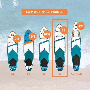 Надувна SUP-дошка SIMPLE PADDLE 11'/12' з веслом, подвійною насосом і сумкою для транспортування — дошка для сапсерфінгу