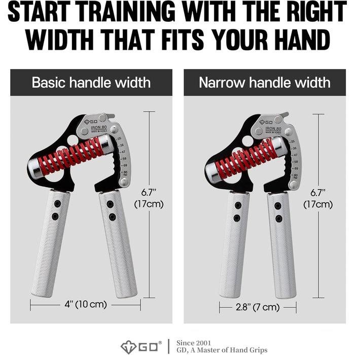 GD GRIP Iron 8 еспандер для рук, регульований, 25-80 кг, тренажер для хвату та передпліччя