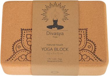 Блок Divasya Yoga 'natural touch з пробки/середнього розміру/закруглені кути/класичний посібник для йоги або аксесуари для йоги (1 мандала з коркового блоку)