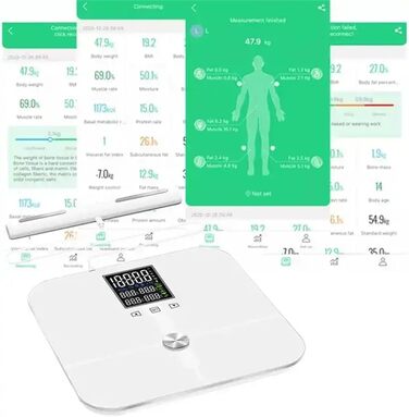 Ваги з жировими відкладеннями та м'язовою масою, переможець тесту на шкалу жиру в організмі, шкала складу тіла Bluetooth з ручними датчиками, шкала тіла ІМТ з аналізом жиру в організмі, шкала для ванної кімнати з додатком Німецька мова
