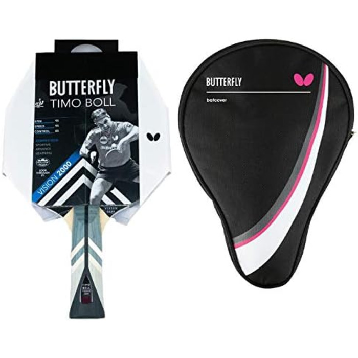 Настільний тенісний ракетка Butterfly Timo Boll Vision 2000 для професіоналів, ITTF сертифікат, накладка Wakaba, ергономічна ручка
