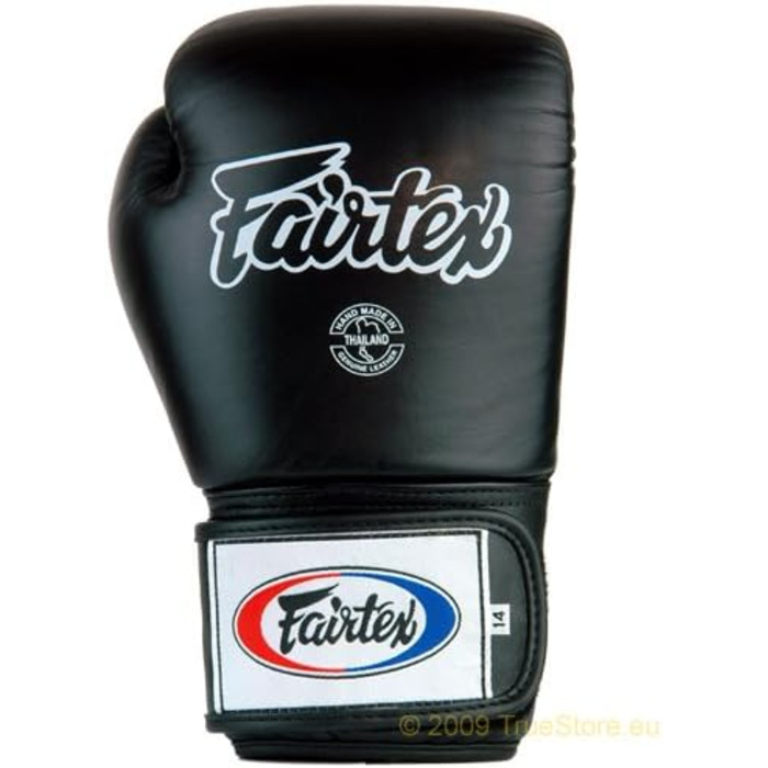 Шкіряні боксерські рукавички Fairtex щільного крою (BGV1) (чорні, 14 унцій)