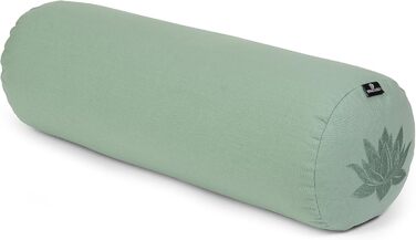 Подушка Yoga Studio Organic Buckwheat Lotus, 23 x 61 см, бавовна, подушка для медитації на блискавці YKK, шавлія зелена