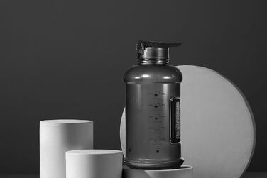 Мотиваційна пляшка для води H2O Capsule INSPO 1,9 л з трубочкою, часовими позначками, зручним ремінцем, BPA-free, Jet Black, герметична, харчовий пластик