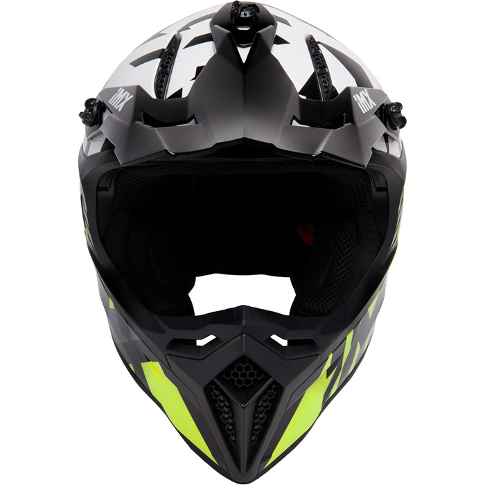Мотошолом FMX-02 для бездоріжжя, 2 розміри, знімні щоки, регульований козирок, знімний підклад, чорний/білий/флуоресцентний жовтий/сірий