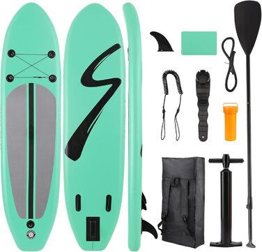 Надувна SUP-дошка для серфінгу 10FT з аксесуарами: регульоване весло, насос, рюкзак, трос, для дорослих, до 200 кг, для водного спорту та веслування