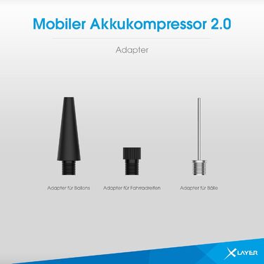 Електричний компресор XLayer 6000 мАг для авто, велосипедів, мотоциклів, матраців і м'ячів, з LED-ліхтариком, портативний, LCD-дисплей, тиск 2.0–10.0 бар, чорний/синій