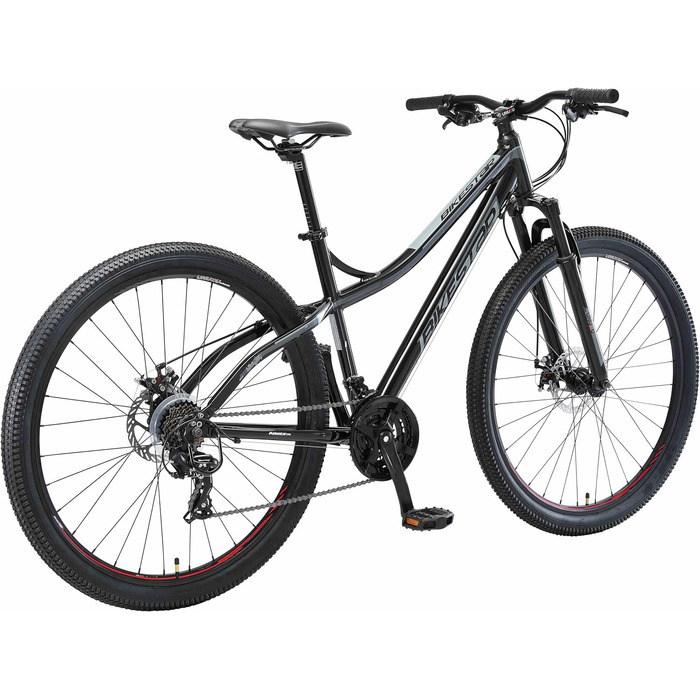 Алюмінієвий гірський велосипед BIKESTAR Hardtail Shimano 21 швидкісна трансмісія, дискові гальма 26, 27.5, 29 дюймові шини 16, 17, 18 дюймова рама Alu MTB СПРОБУЙТЕ 29 ДЮЙМІВ БЕЗ РИЗИКУ Дискові гальма Чорний і Сірий