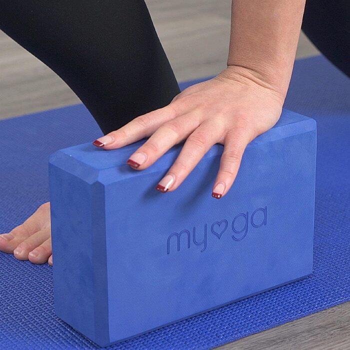 Стартовий набір Myga Yoga килимок для йоги, 2 блоки для йоги та ремінь для йоги стартовий набір з килимком, 2 каменями та металевим ременем D-ring для початківців у йозі, пілатесі та фітнесі (Royal Blue)