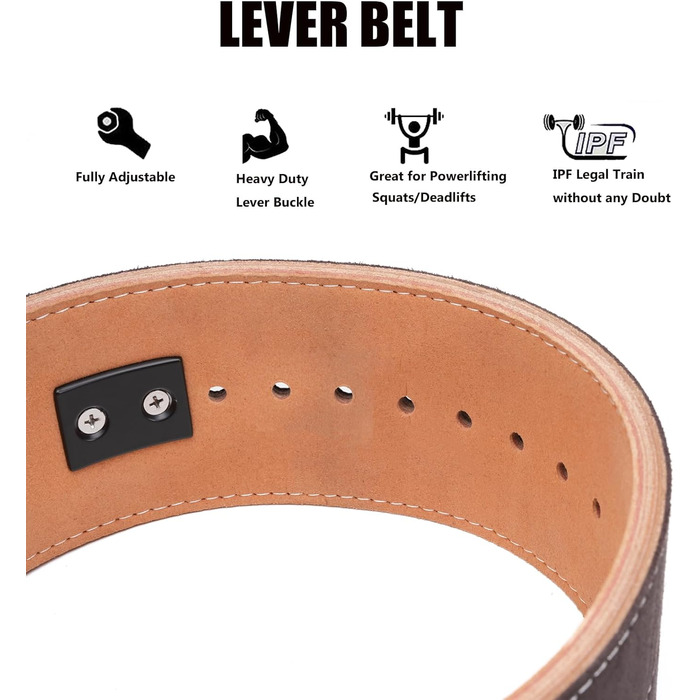 Мм Power Lever Leather Lever Pro Belt Gym Training - Пояс для важкої атлетики для чоловіків і жінок - Підтримка спини та корпусу під час станової тяги та присідань з важким важелем L Bronze, 10