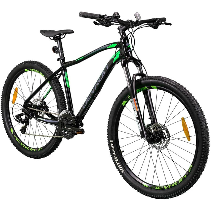 Гірський велосипед Devron Riddle RM1.7 для чоловіків - Alloy Hardtail, 27,5 дюймів, Shimano 3x8, гідравлічне дискове гальмо, універсальний MTB для Adventure Black S