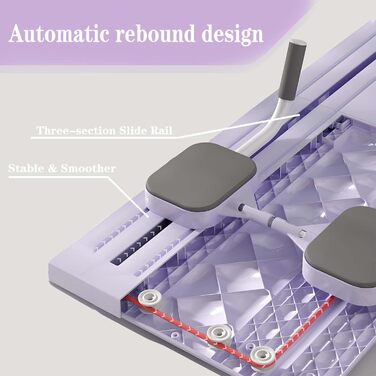 Складна дошка для пілатесу, портативний набір реформаторів для пілатесу, дошка для вправ Smart Timer Down з опорою для ліктів і стрічками опору, дошка для реформування пілатесу, роликове колесо, тренажер для черевної дошки фіолетовий