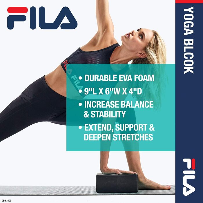 Блок для йоги Fila Accessories блоки з піни Eva для підтримки, балансу та стабільності Йога, Пілатес, Барре, Стретчинг, Медитація (доступні в декількох кольорах) синій