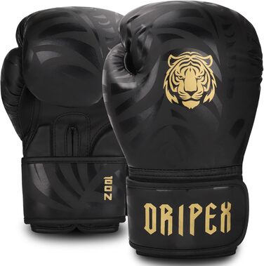 Боксерські рукавички Dripex з PU шкіри, 10 унцій, золоті, для боксу, ММА, кікбоксингу, муай-тай, чоловічі, жіночі, підліткові