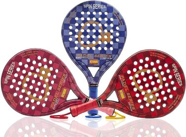 СЕРІЯ PADEL Серія SPIN ABS і полікарбонатна ракетка Padel Максимальна продуктивність завдяки інноваційним, нековзним прогумованим бічним сторонам Червона ракетка тверда, синя ракетка м'яка, ракетка фуксія екстра м'яка