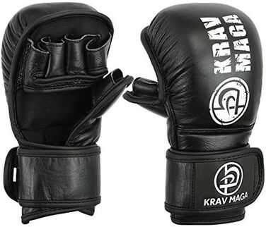 Рукавичка Krav Maga для спарингу та боротьби, шкіряна, чорна, 7 унцій, L/XL