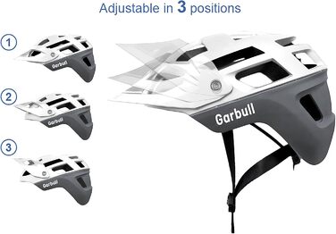 Шолом GarBull MTB з козирком, регульований, для дорослих (M, White-Grey)