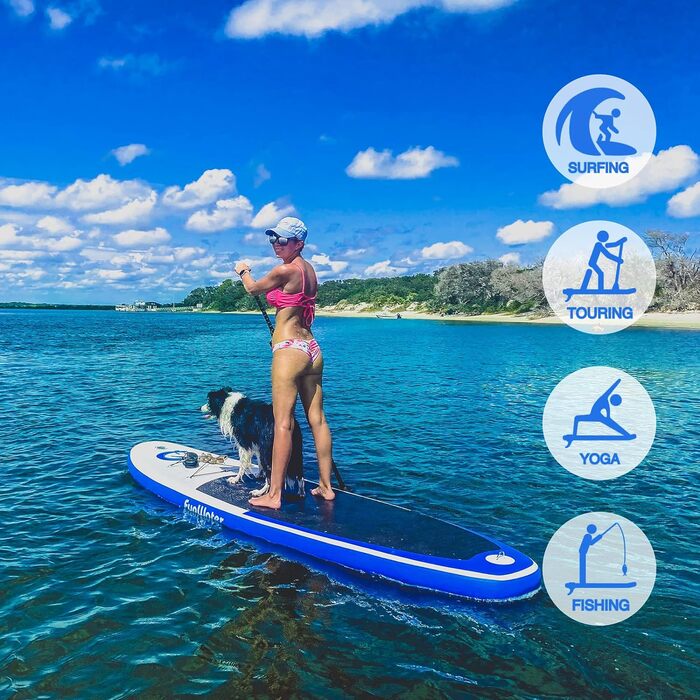 Надувна дошка для веслування Sup Paddle Board з регульованим веслом, ручним насосом, протиковзкою декою EVA, безпечним повідцем, сидіннями, для дорослих (SMILE)