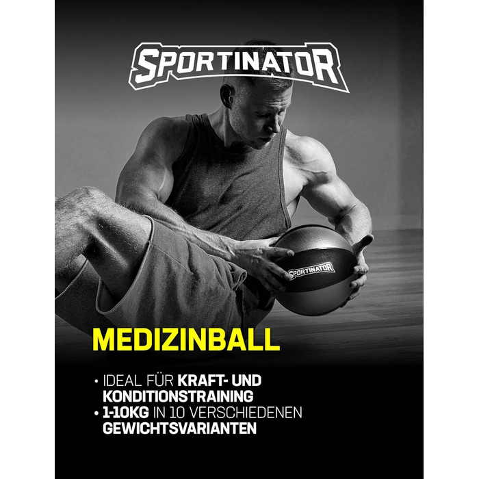 Медичний м'яч SPORTINATOR сірий/чорний, 3 кг для тренувань