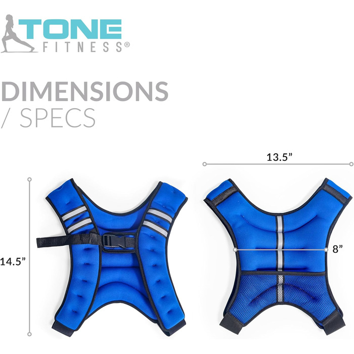 Жилет-обтяжувач Tone Fitness 5,4 кг, синій, для фітнесу
