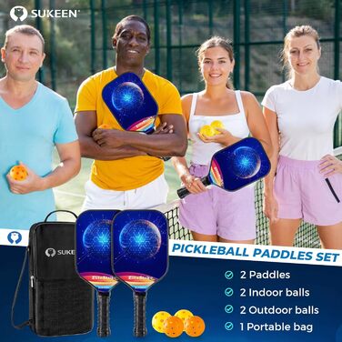 Набір ракеток Sukeen Pickleball 2PCS, зоряне небо, зі скловолокна, з сумкою