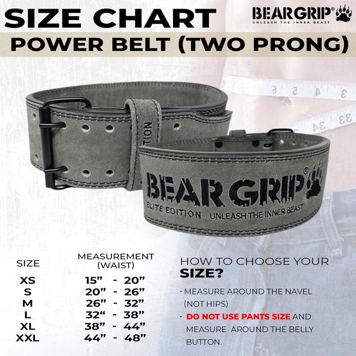 Пояс важкої атлетики BEAR GRIP Power Belt Elite XS, сірий