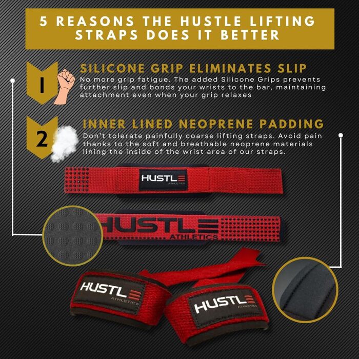 Ремені для підйому Hustle Athletics чоловічі червоні