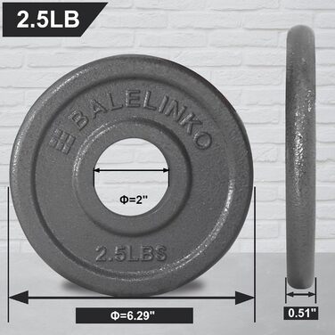 Пластина Balelinko Olympic Grip, чавун, 2.5LB-45LB, сірий, набір 2 шт.