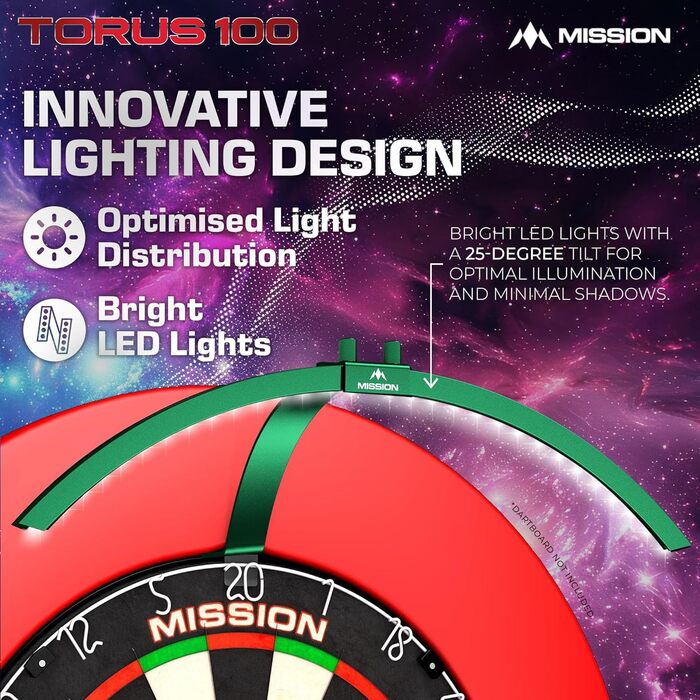 Місія Дартс ТОР100 Складна світлодіодна дошка (зелений металік)