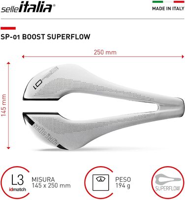 Сідло Selle Italia SP-01 Boost Superflow біле унісекс, один розмір