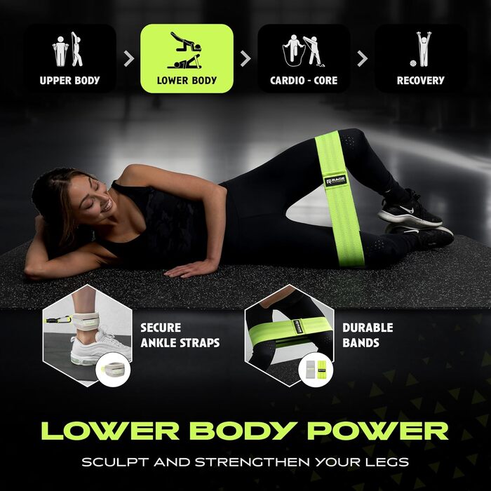 Rage Fitness Ex Kit 9-в-1: фітнес-набір у сумці з еспандерами, ручками, дверним анкером для тренувань вдома, в офісі та в подорожах, для йоги, фітнесу та вправ