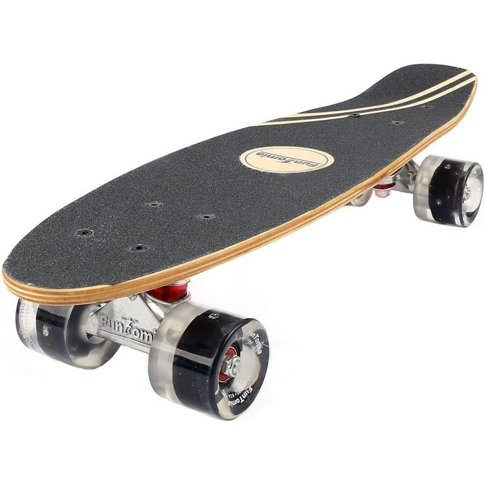 Скейтборд FunTomia Mini-Board Cruiser 57см виготовлений з 7-шарового дерева канадського клена, в т.ч. Mach1 ABEC-9 Кульковий підшипник Білий череп / з чорними світлодіодними колесами