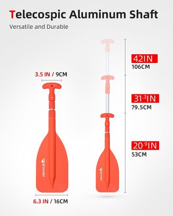 Весло телескопічне Abahub 53-106см, легке, T-ручка, 2шт, Пом/Син/Жов