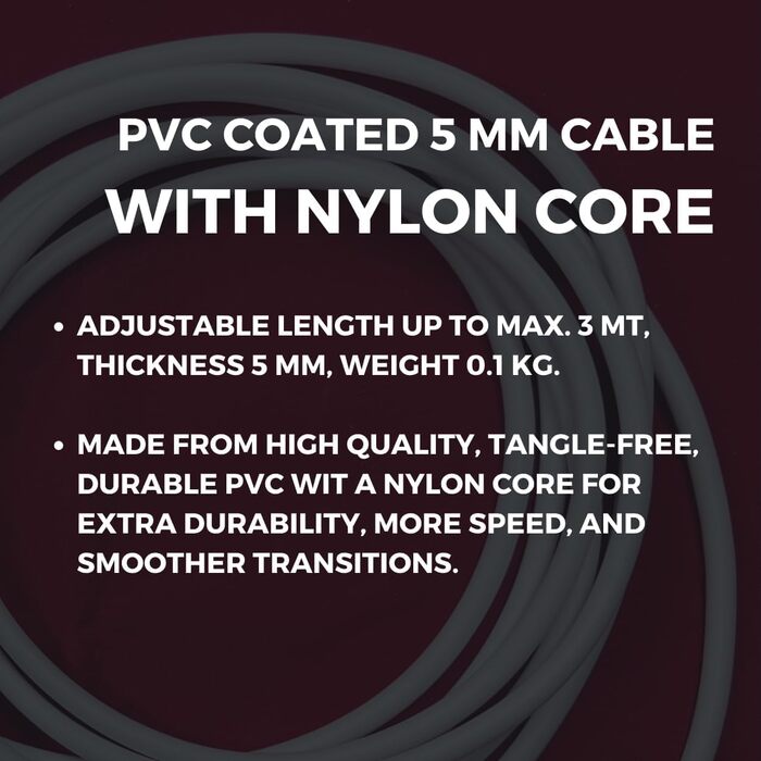 Скакалка Elevate Speed Rope MAX 5 мм, професійна, міцний ПВХ з нейлоновим сердечником, довжина 3 м, посилені ручки