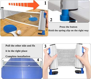 Розсувна сітка для настільного тенісу YOUYIKE, сітки для настільного тенісу 190 см (макс), регульована висувна сітка, портативна сітка для пінг-понгу для столу для настільного тенісу, офісного столу, обіднього столу (сіро-синій)