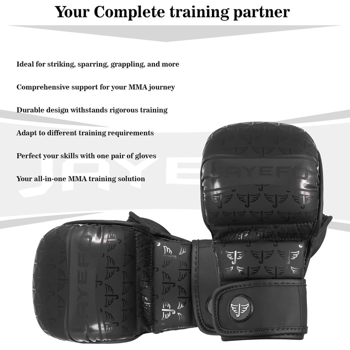 Jayefo MMA рукавички для спарингу та греплінгу з відкритою долонею, підтримка зап'ястя, універсальні для чоловіків і жінок, для MMA, боксу, муай тай, кікбоксингу