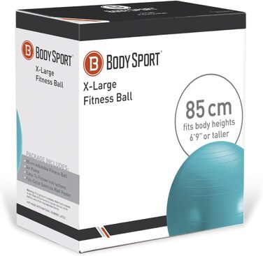 М'яч для вправ Body Sport з насосом, 85 см, бірюзовий, фітнес йога