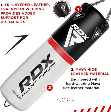 Набір боксерської груші RDX 4 фути, рукавички, ланцюг, 25 кг, Maya Hide