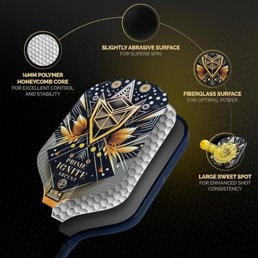Набір для піклболу Ascent: 2 фібергласові ракетки, 4 м’ячі, 2 додаткові ручки, сумка, USAPA сертифікат
