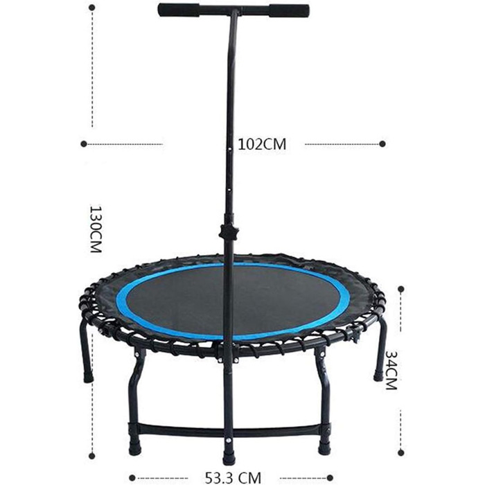 Тренувальний батут LYLY для дорослих Fitness Rebounder Батут з ручкою для внутрішнього саду Тренування Кардіотренування Складаний дизайн ЧорнийЧервоний