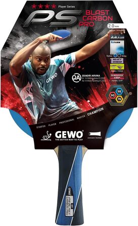 Ракетка для настільного тенісу GEWO PS Blast Carbon Pro - схвалена ITTF професійна ракетка для настільного тенісу, карбонова ракетка зі швидкою основою GEWO Return Pro та високими обертальними властивостями, увігнута, губка 2,0 мм