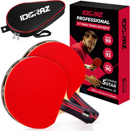 Професійна ракетка для настільного тенісу Idoraz Ping Pong Paddle - Ракетка для настільного тенісу з чохлом для перенесення - Схвалена ITTF гума для турнірної гри - Найкраще весло для настільного тенісу (подвійне весло)