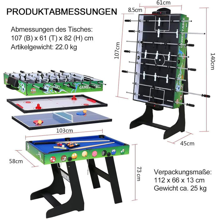 Стіл HLC 4-в-1: футбол, більярд, теніс, AirHockey